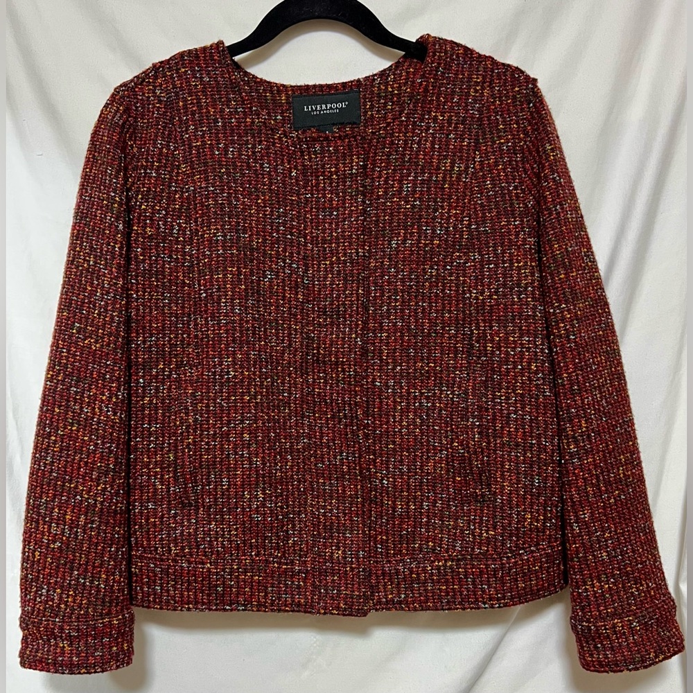 Liverpool Los Angeles Collarless Zip Up Tweed Jacket Office Casual Colorful Chic - Picture 6 of 16